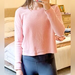 Z Supply Pink Cropped Long Sleeve Sweater